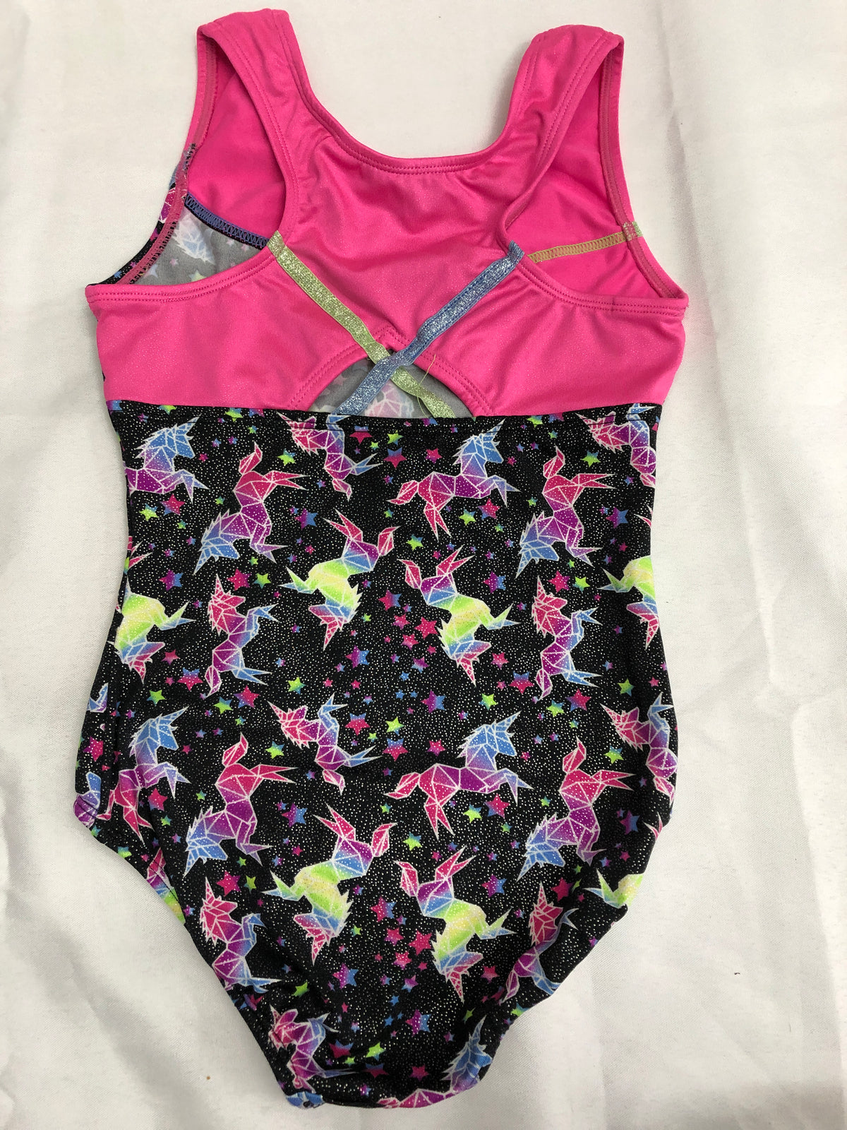 Pre-Owned Leotard Moret Medium Child Pink Unicorn Gymnastics Acro