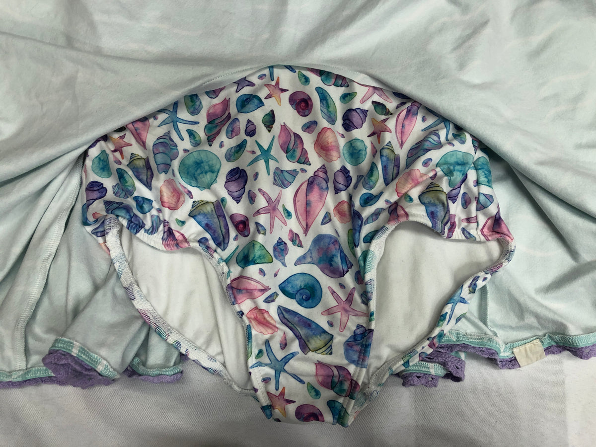 Pre-Owned Leotard Dress Seaside Shells Beach Theme Cheeky Plum Large Child 10Y Ballet Tap