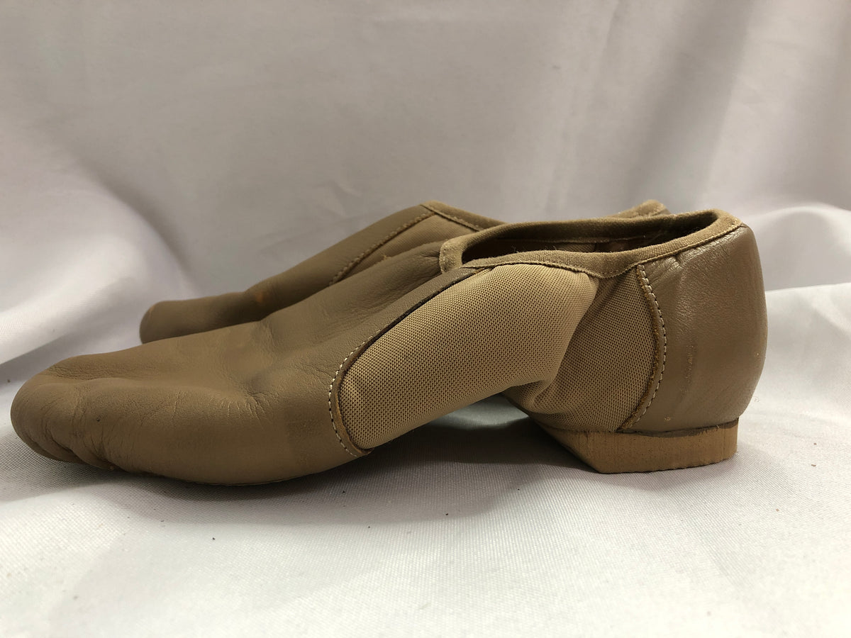 Pre-Owned Jazz Shoes Danz N Motion Tan 9158 Adult 6.5M Slip On Stretch Side