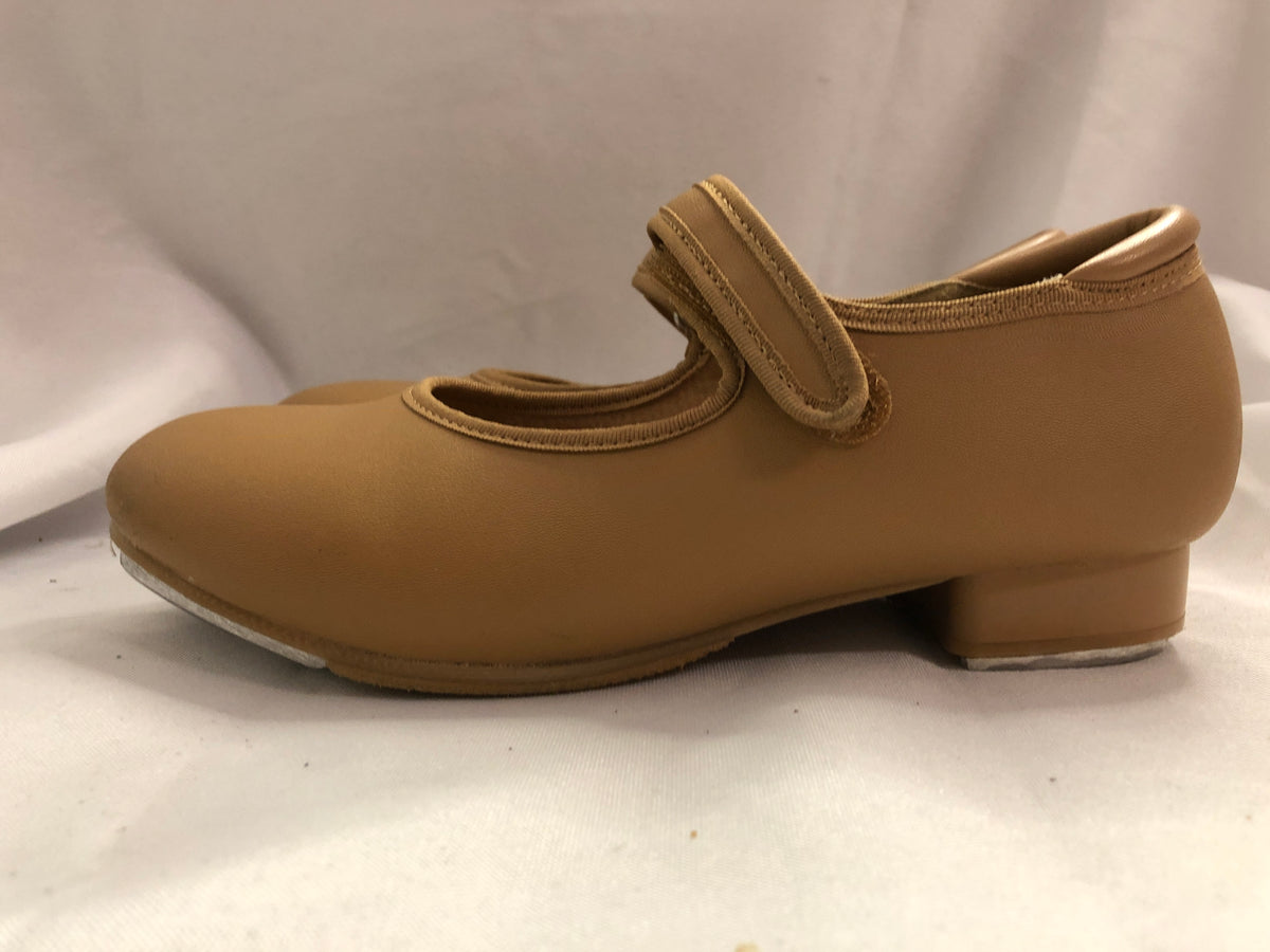 Pre-Owned Dance Tap Shoes Stelle Child 2.5M Mary Jane easy Strap Tan