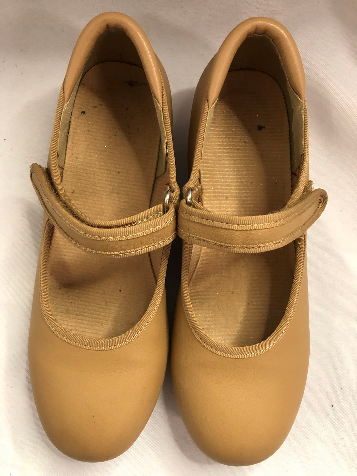 Pre-Owned Dance Tap Shoes Stelle Child 2.5M Mary Jane easy Strap Tan