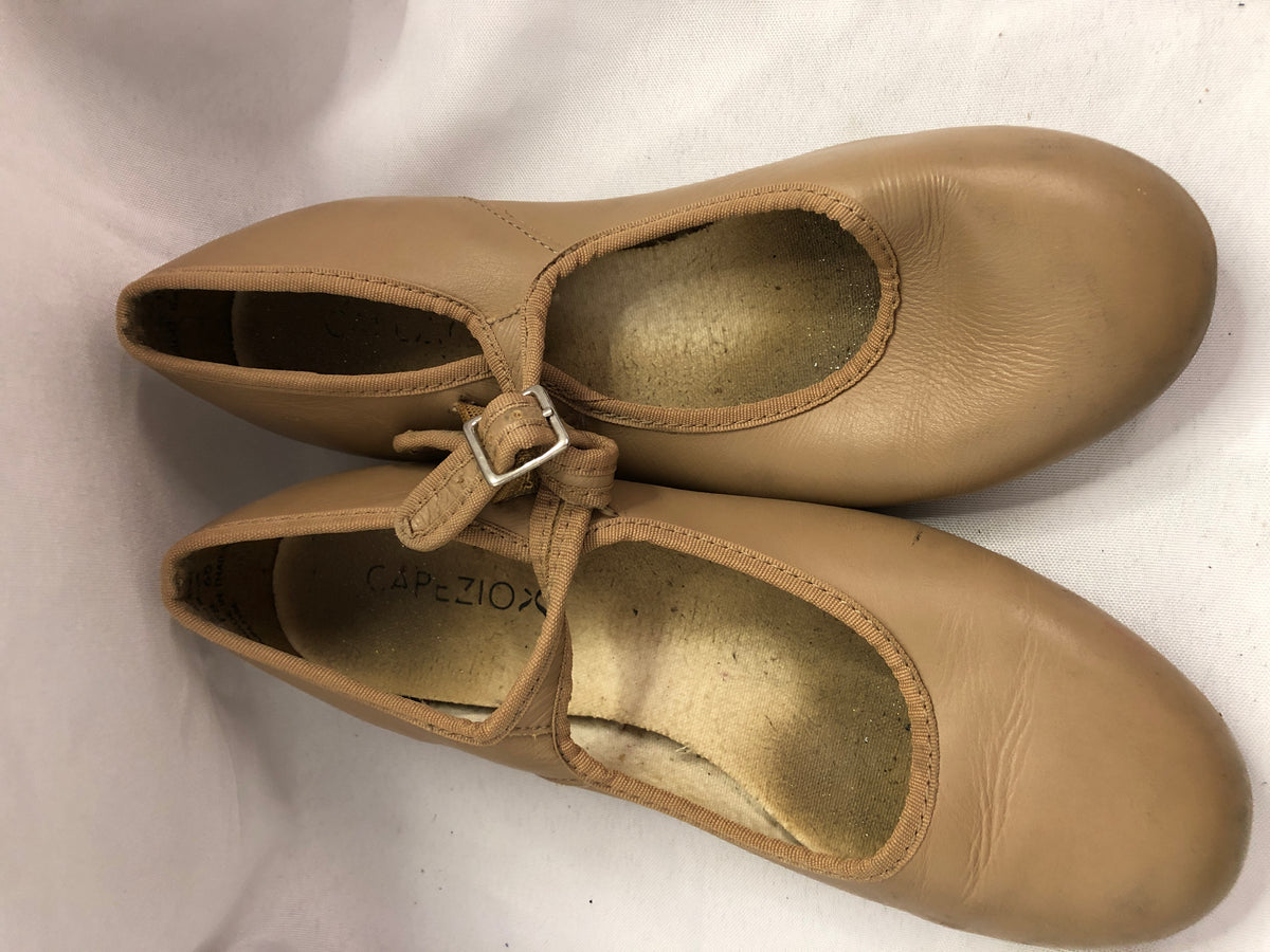 Pre-Owned Tap Shoes Capezio Adult 5.5M Jane Leather Buckle Tan