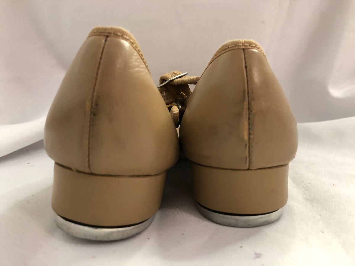 Pre-Owned Tap Shoes Capezio Adult 5.5M Jane Leather Buckle Tan