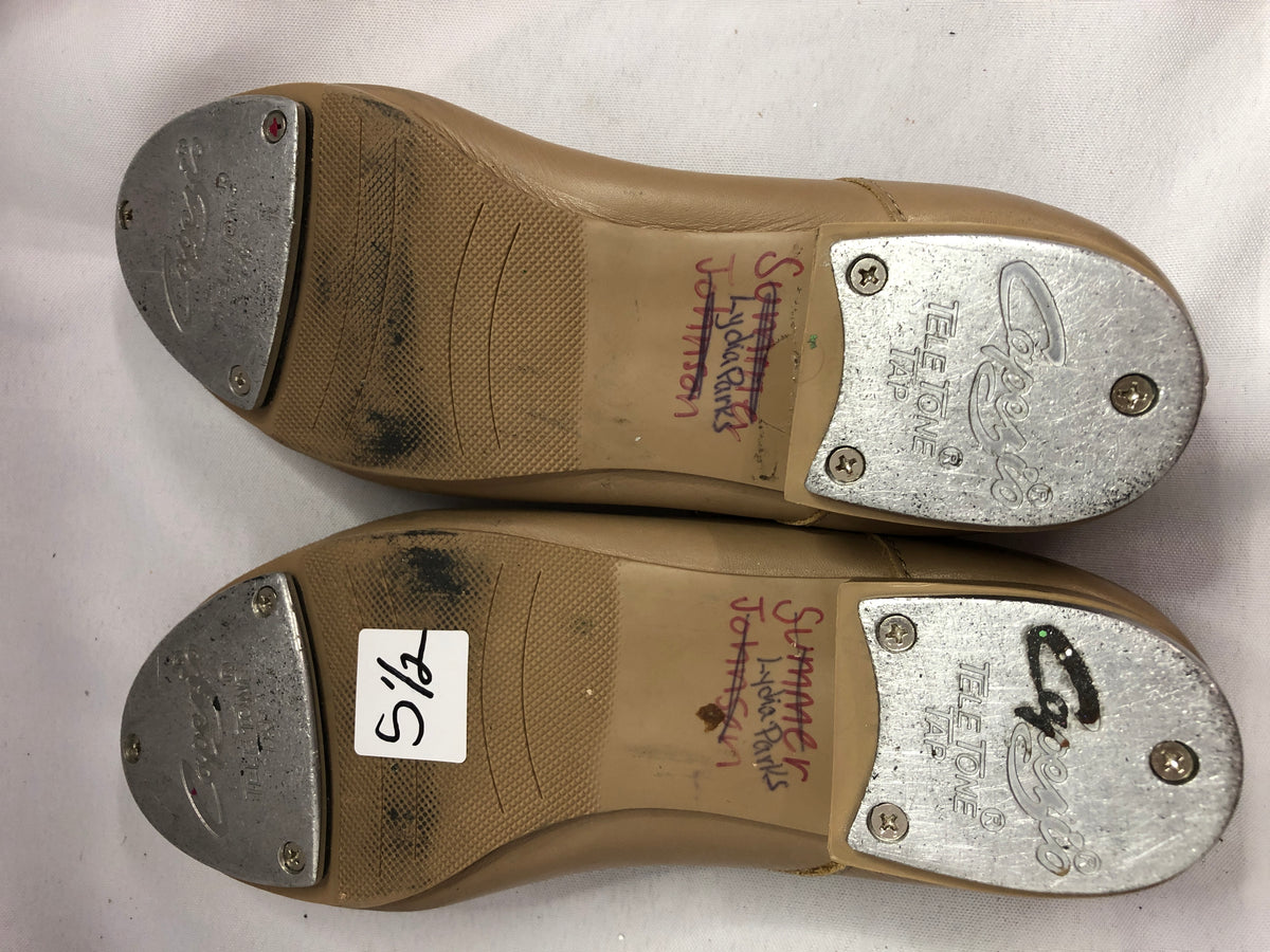 Pre-Owned Tap Shoes Capezio Adult 5.5M Jane Leather Buckle Tan