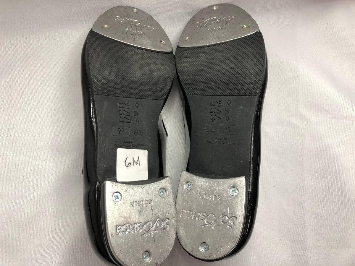 Pre-Owned Tap Shoes Youth 6M Black So Danca Mary Jane Leather Loop Strap