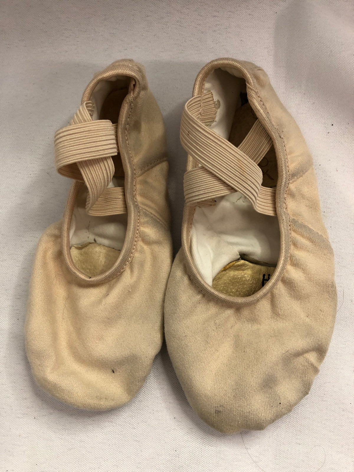 Pre-Owned Ballet Shoes Capezio Child 7M No Drawstring Canvas Crossing Straps Split Sole