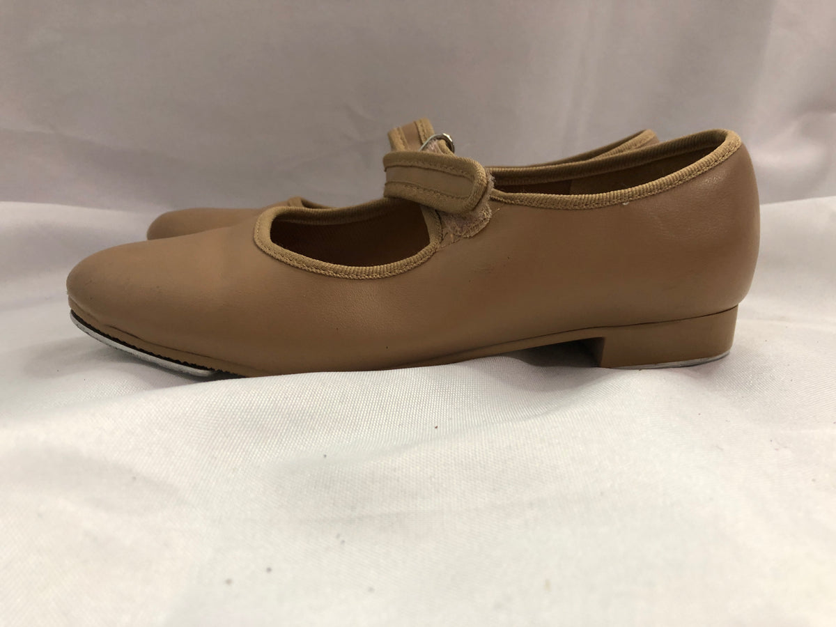 Pre-Owned Tap Shoes Dance Class Child 1M Tan Mary Jane Easy Strap