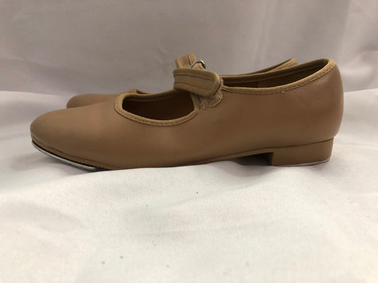 Pre-Owned Tap Shoes Dance Class Child 1M Tan Mary Jane Easy Strap