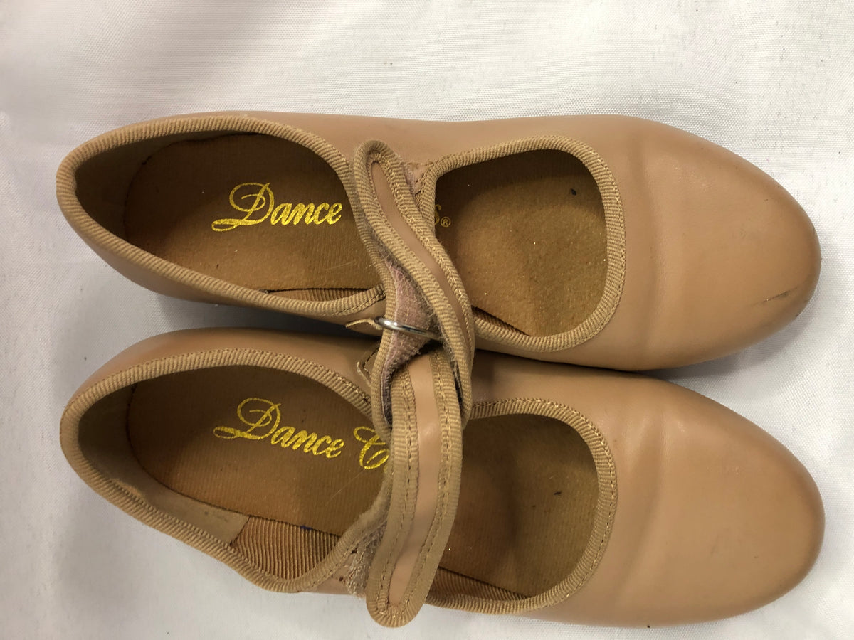 Pre-Owned Tap Shoes Dance Class Child 1M Tan Mary Jane Easy Strap