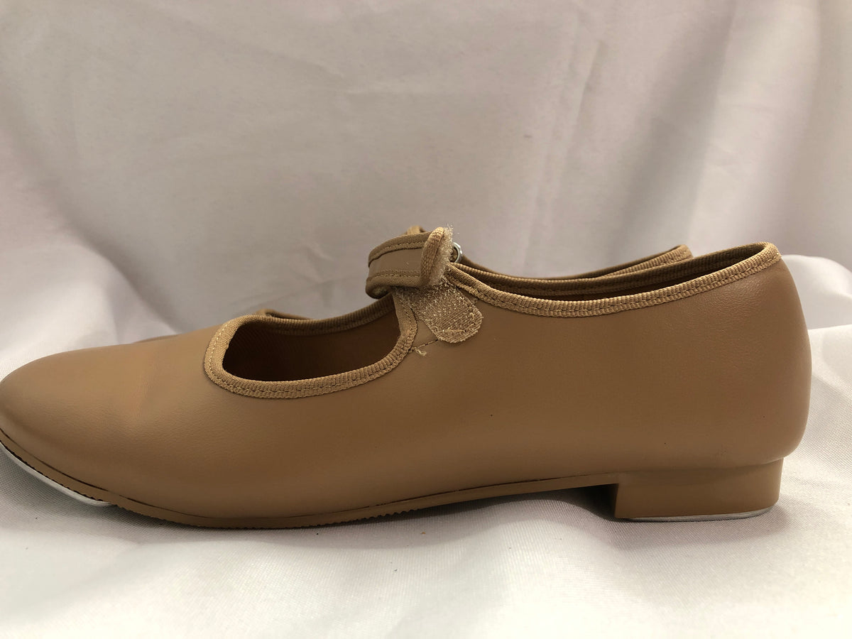 Pre-Owned Tap Shoes Dance Class Child 4M Tan Mary Jane Easy Strap