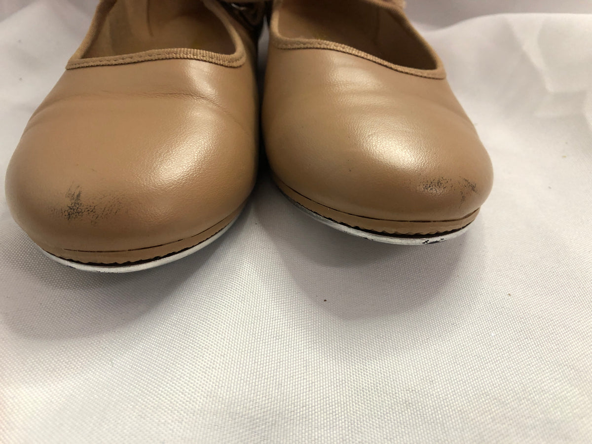 Pre-Owned Tap Shoes Dance Class Child 4M Tan Mary Jane Easy Strap