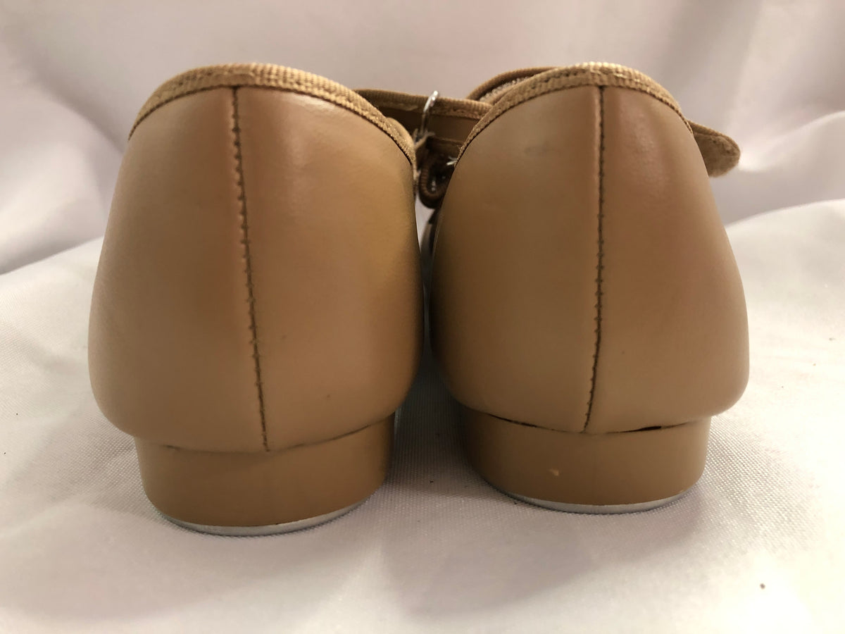 Pre-Owned Tap Shoes Dance Class Child 4M Tan Mary Jane Easy Strap
