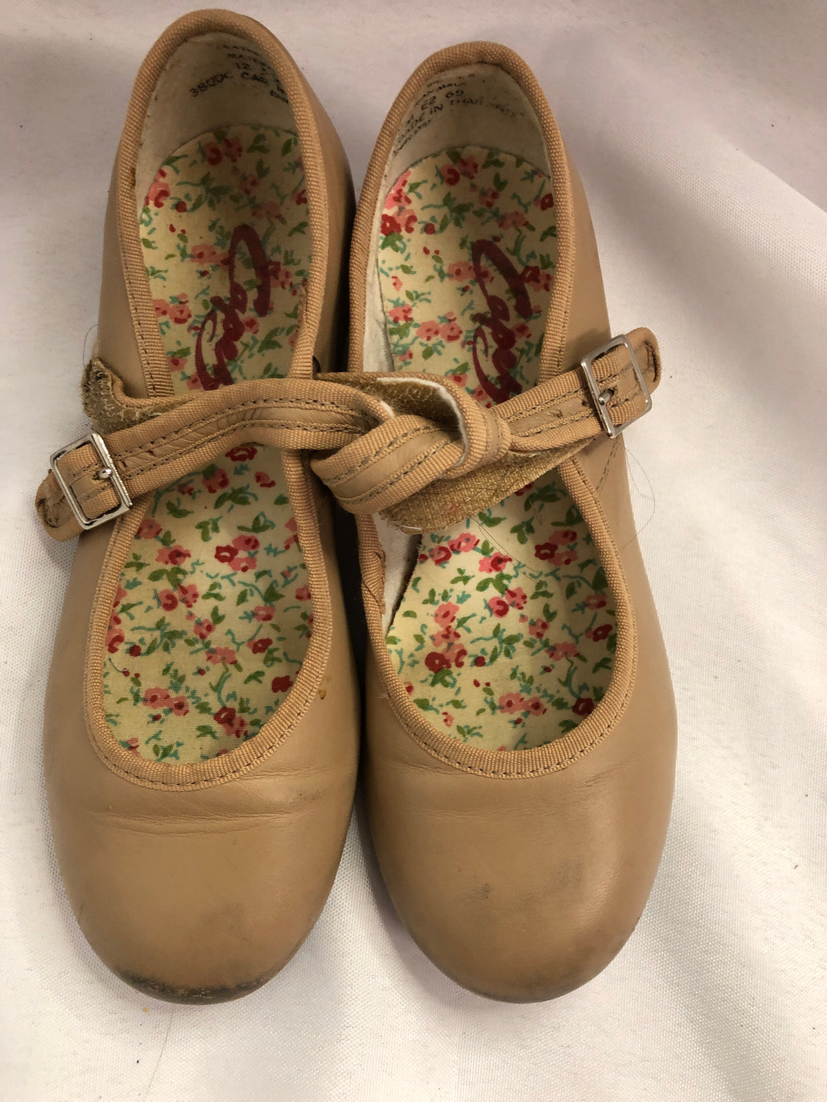 Pre-Owned Tap Shoes Capezio Child 12.5M Jane Leather Buckle Tan