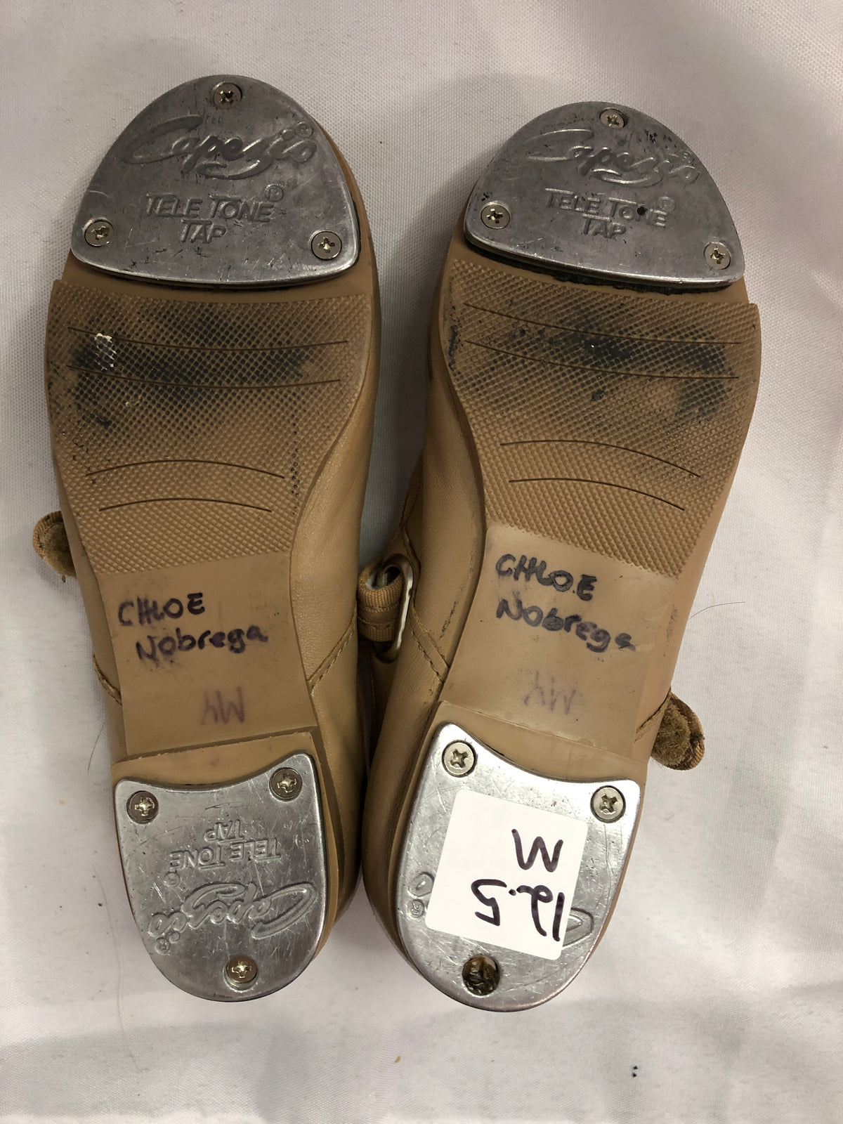 Pre-Owned Tap Shoes Capezio Child 12.5M Jane Leather Buckle Tan