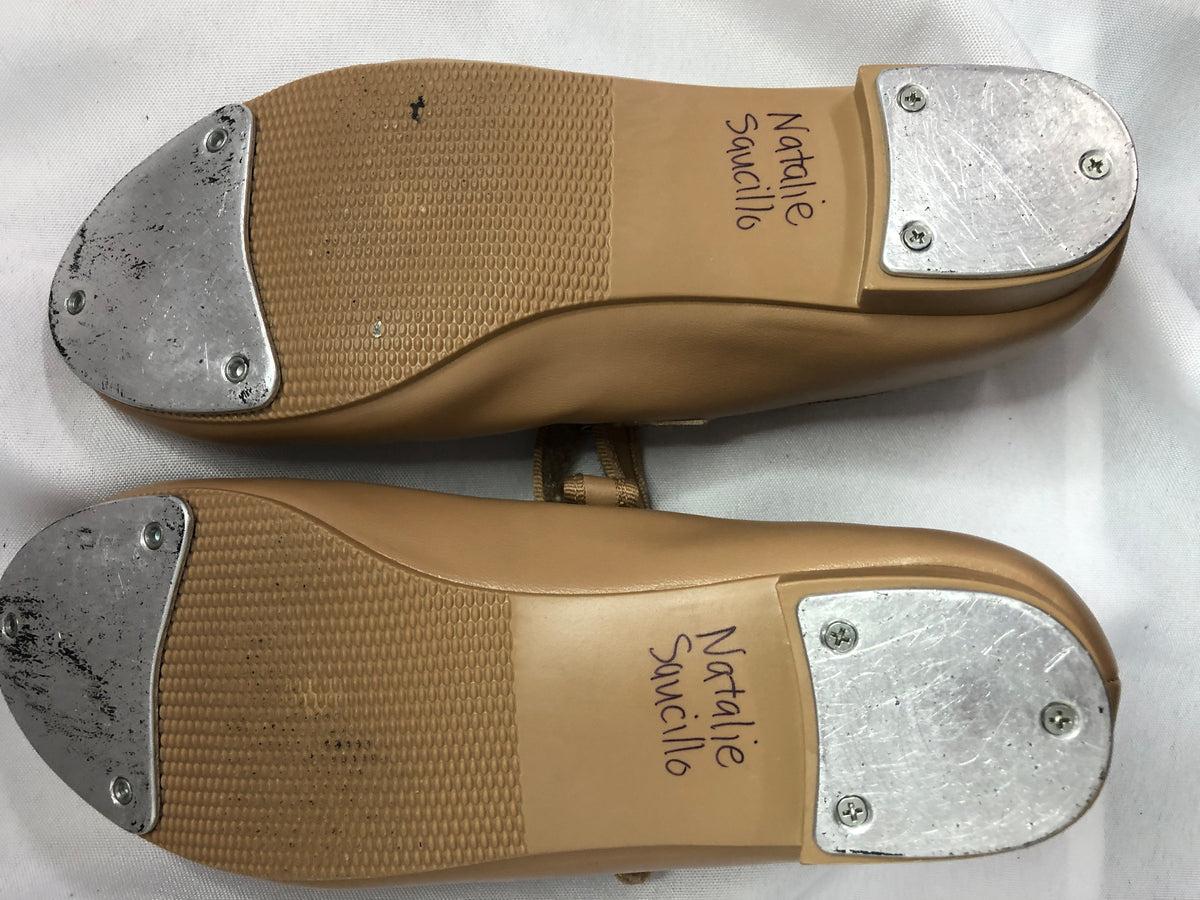 Pre-Owned Tap Shoes Dance Class Child 4M Tan Mary Jane Easy Strap