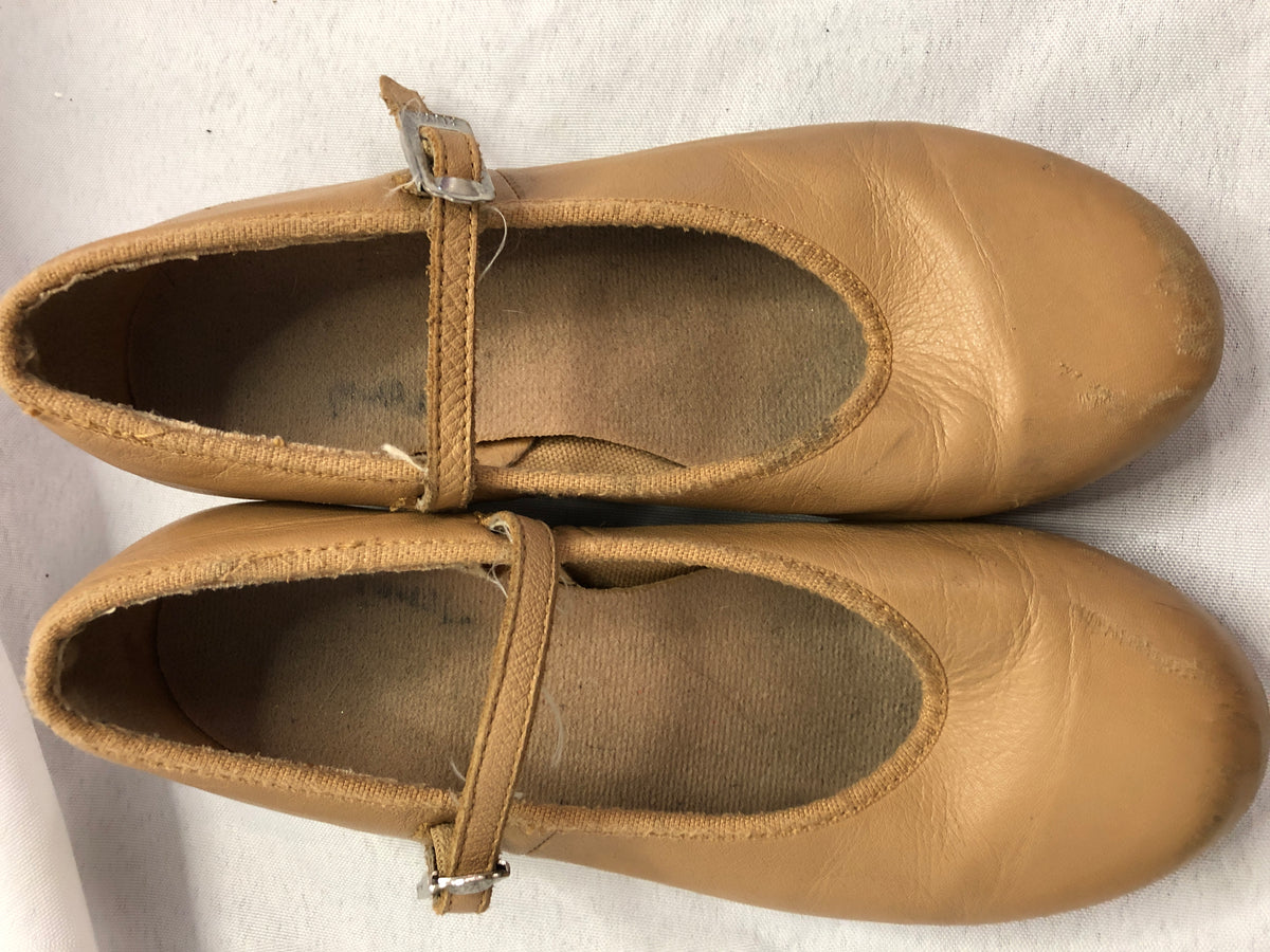Dance Tap Shoes Bloch Child 12.5M Tan Mary Jane Leather Buckle