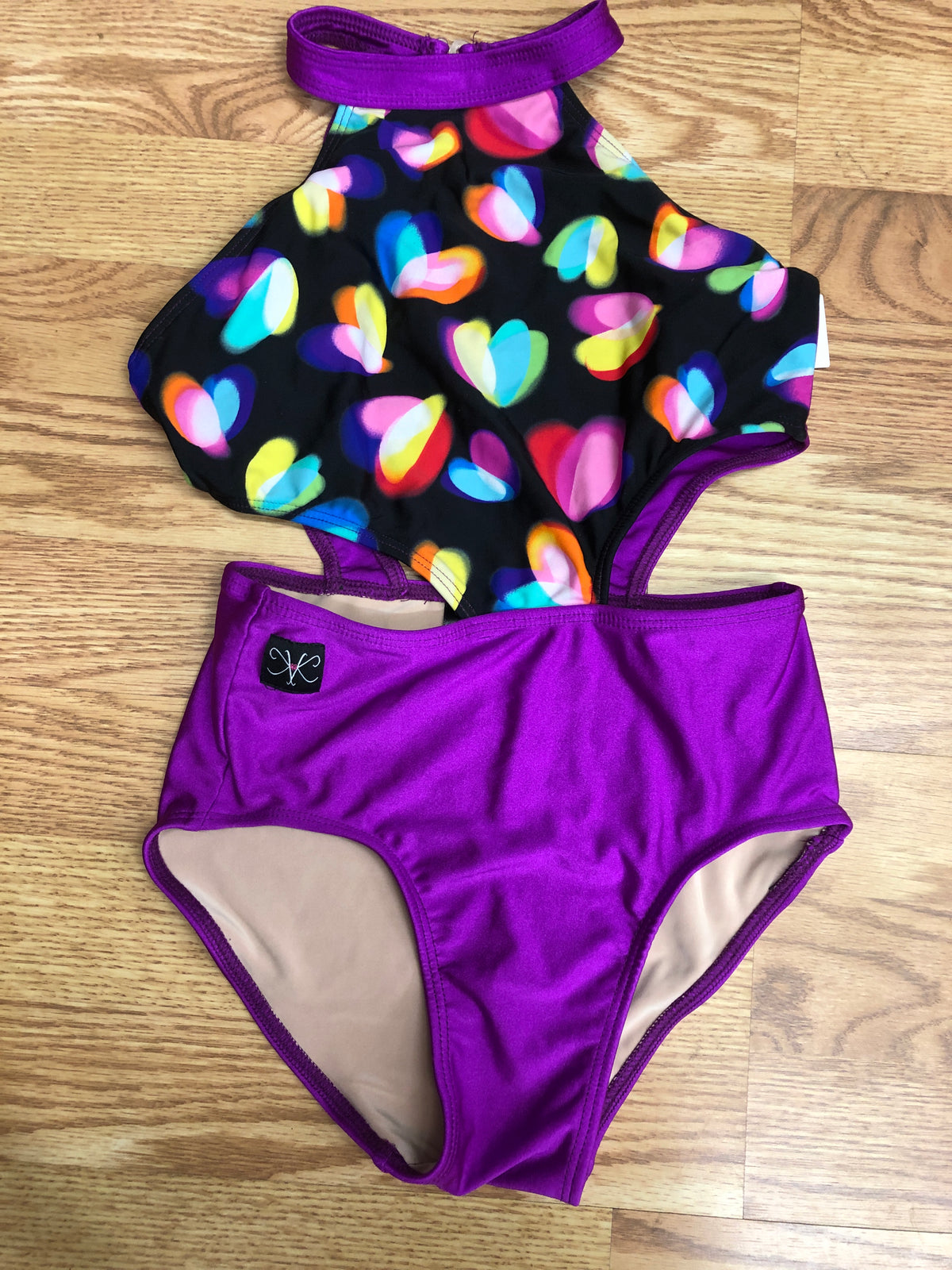 Pre-Owned Leotard Kandi Kouture Purple Heart Child XL 10-12