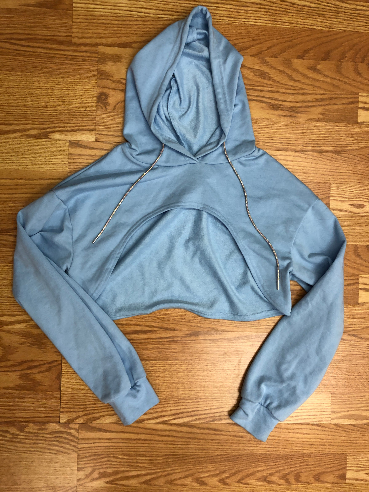 Pre-Owned Crop Hoodie Large Adult Lt Blue Sparkle StringJazz Hip Hop