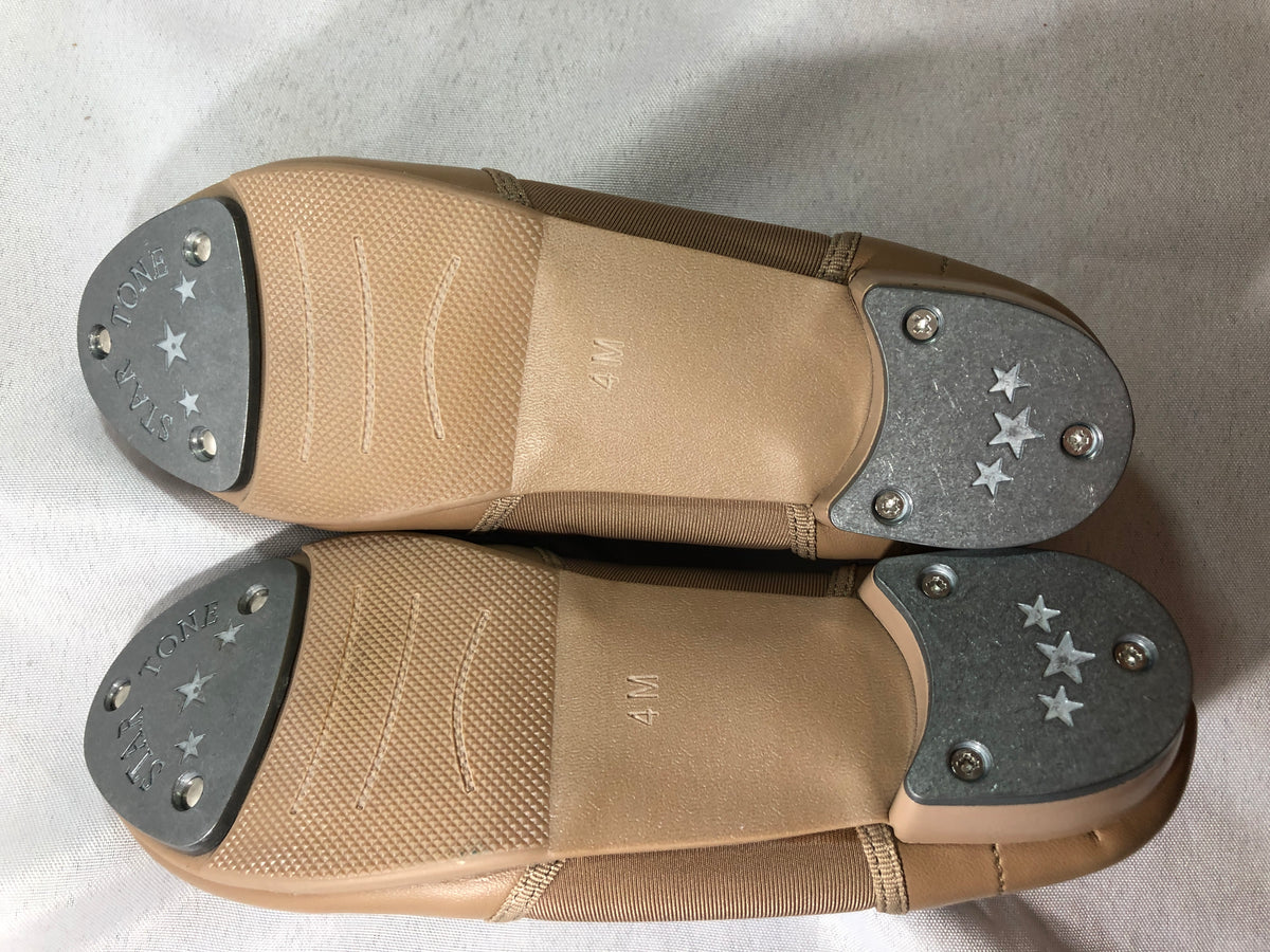 Pre-Owned Slip On Tap Shoes Danz N Motion 953 Kids 4M Tan