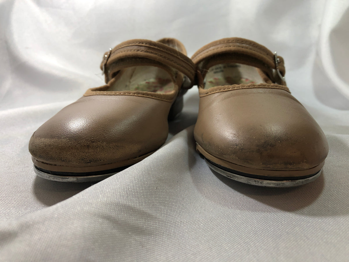 Pre-Owned Tap Shoes Capezio Child 13.5M Jane Leather Buckle Tan