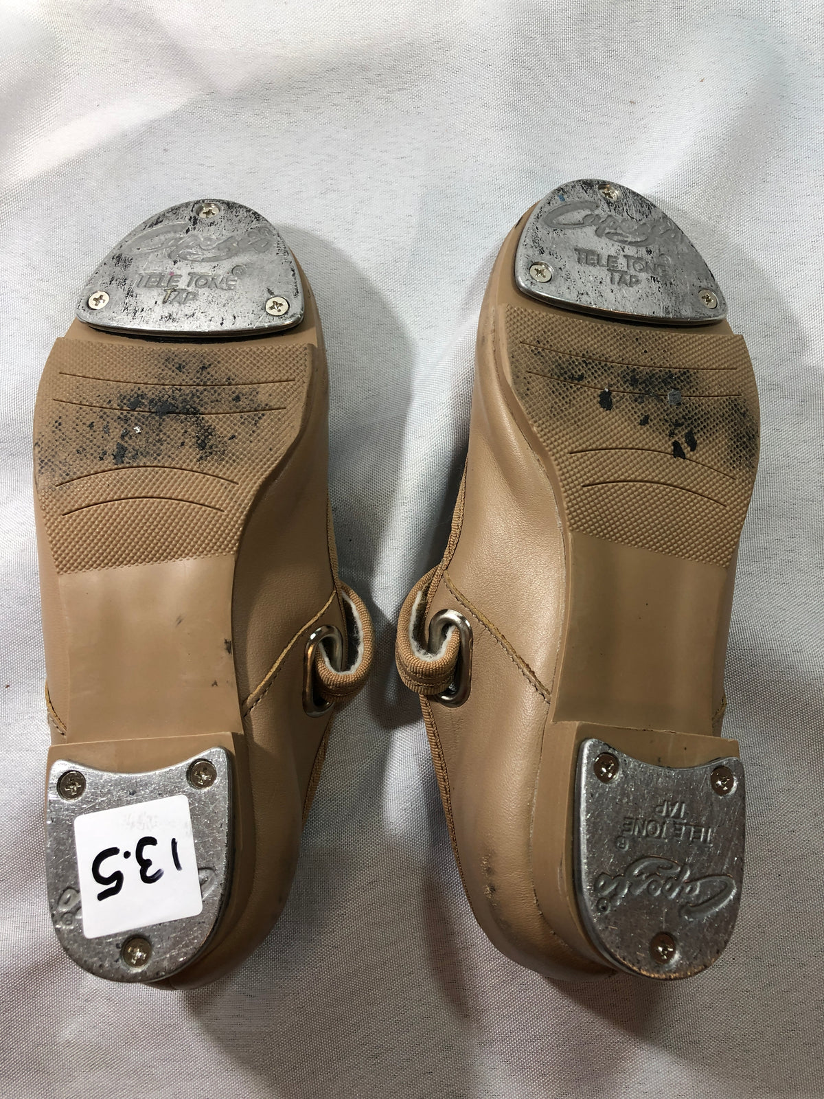 Pre-Owned Tap Shoes Capezio Child 13.5M Jane Leather Buckle Tan