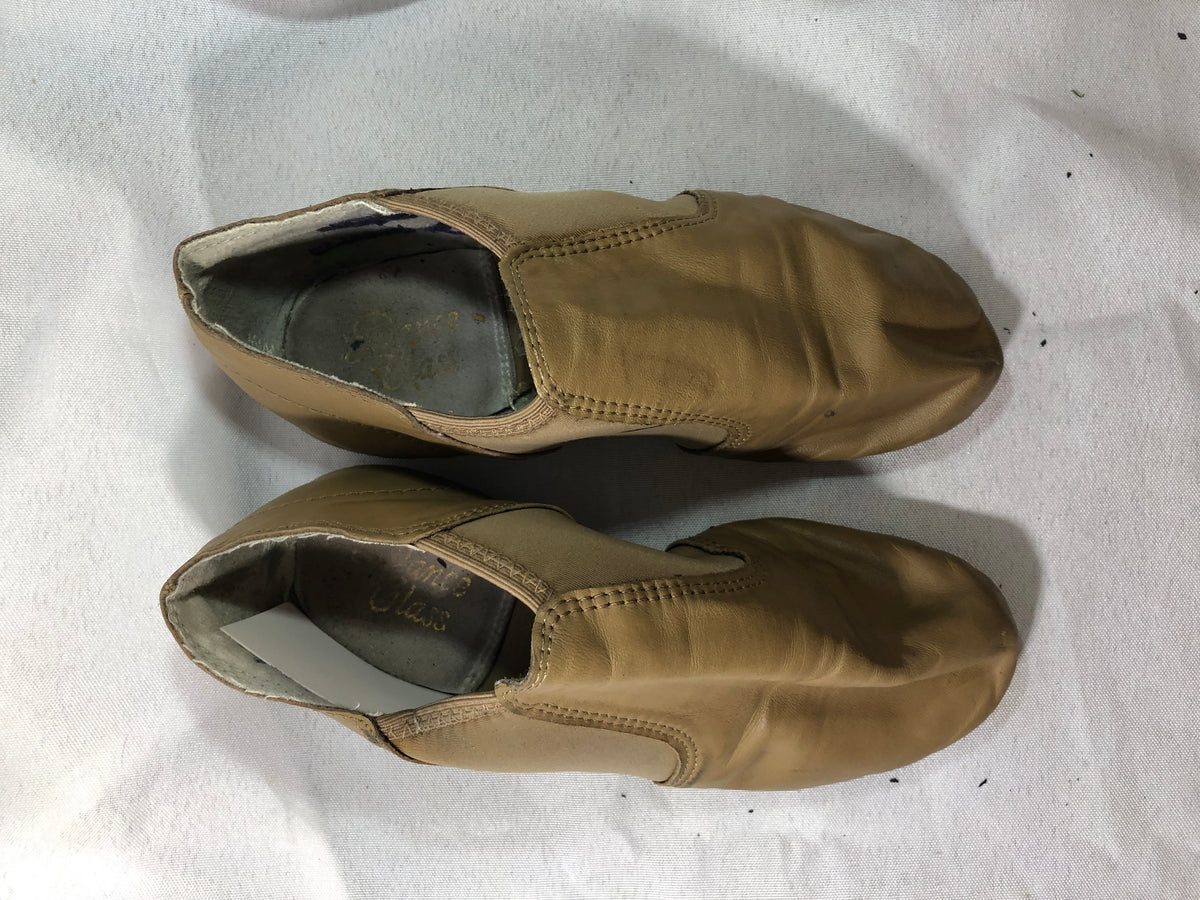 Pre-Owned Jazz Shoes Dance Class Girls 6M Adult Slip On Leather Split Sole