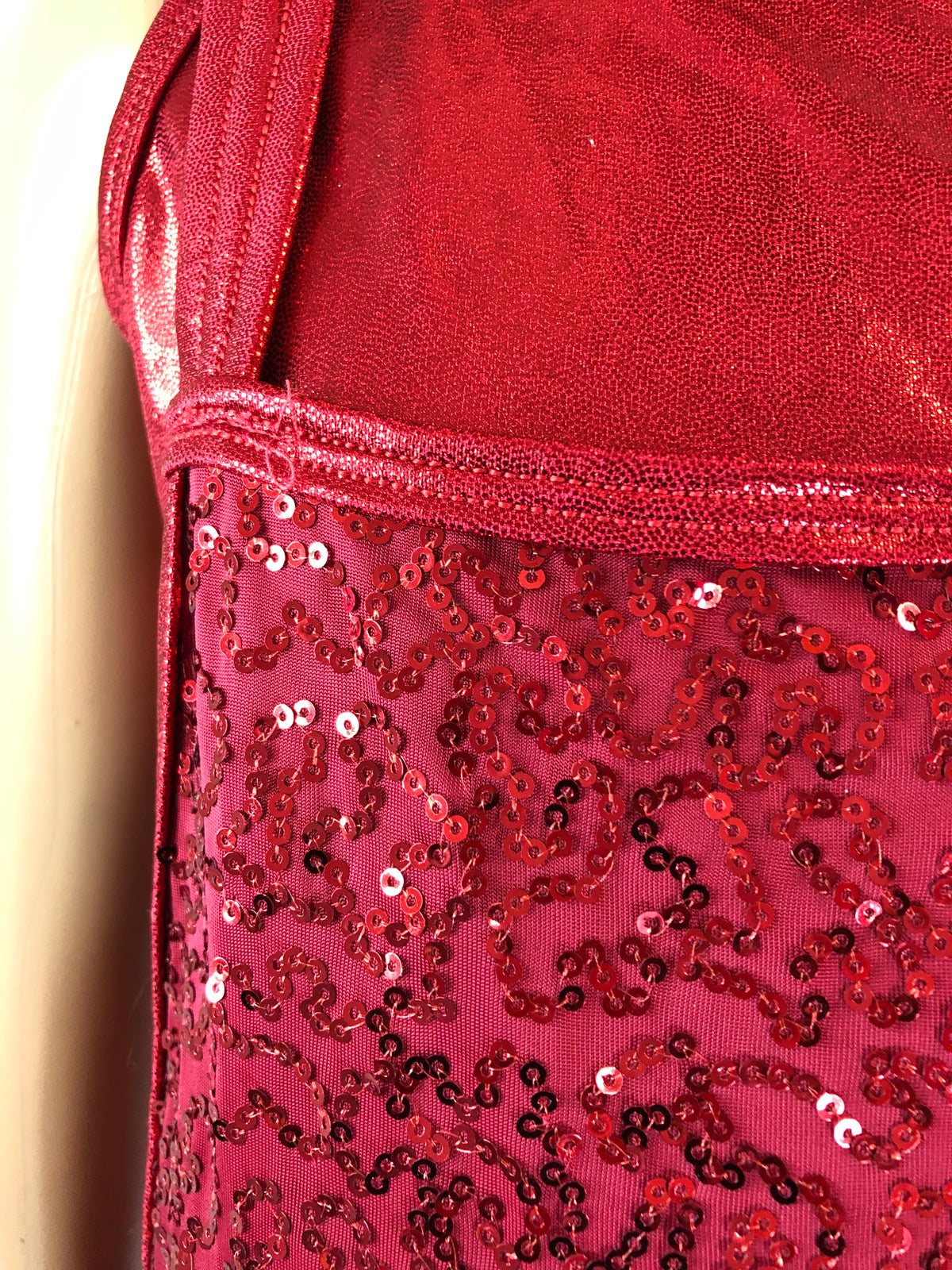 Pre-Owned Costume Large Child Red Curtain Call E2102 Jazz Tap Clogging Hip Hop Overalls Ruffles