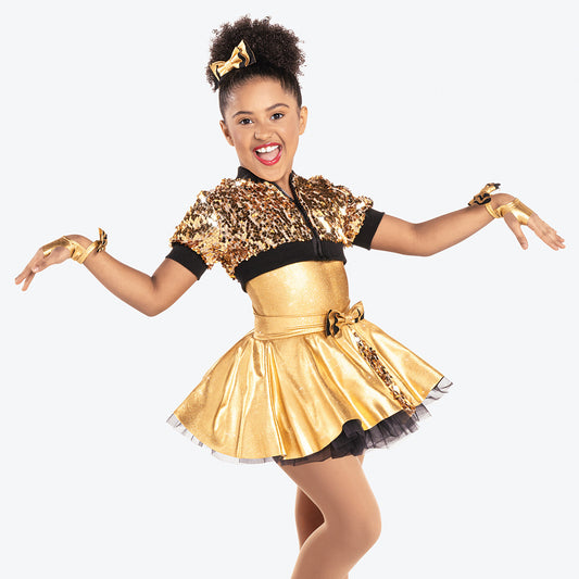 Pre-Owned Costume Jazz Large Child Gold Revolution RC17027 Dress Jacket Hip Hop Tap Clogging