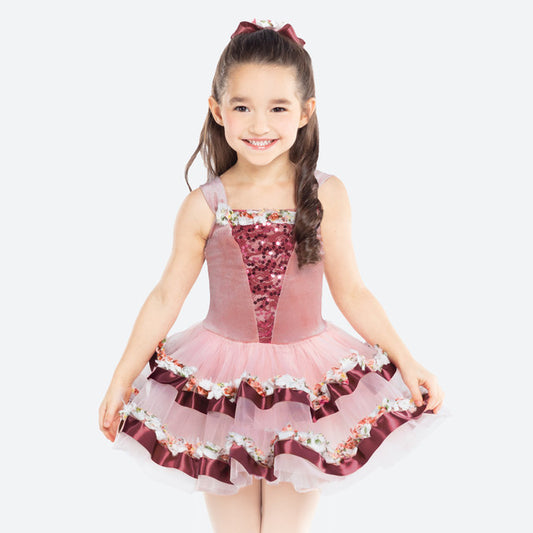 Pre-Owned Costume XL Child Red Revolution RC22746 Ballet Pointe YAGP Floral Ribbon Tutu