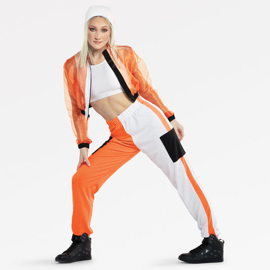 Pre-Owned Costume Large Child Orange Revolution RC22808 Hip Hop Clogging Tap Sweatsuit 3 pc