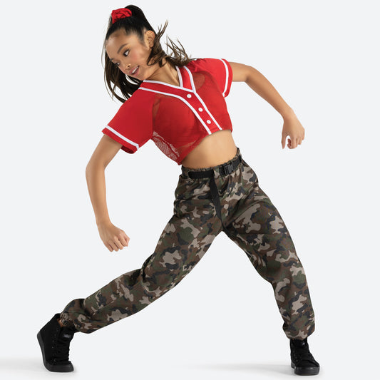 Pre-Owned Costume Medium Adult Red Revolution RC23503 Hip Hop Jazz Tap Clogging Camo 2 pc Mesh