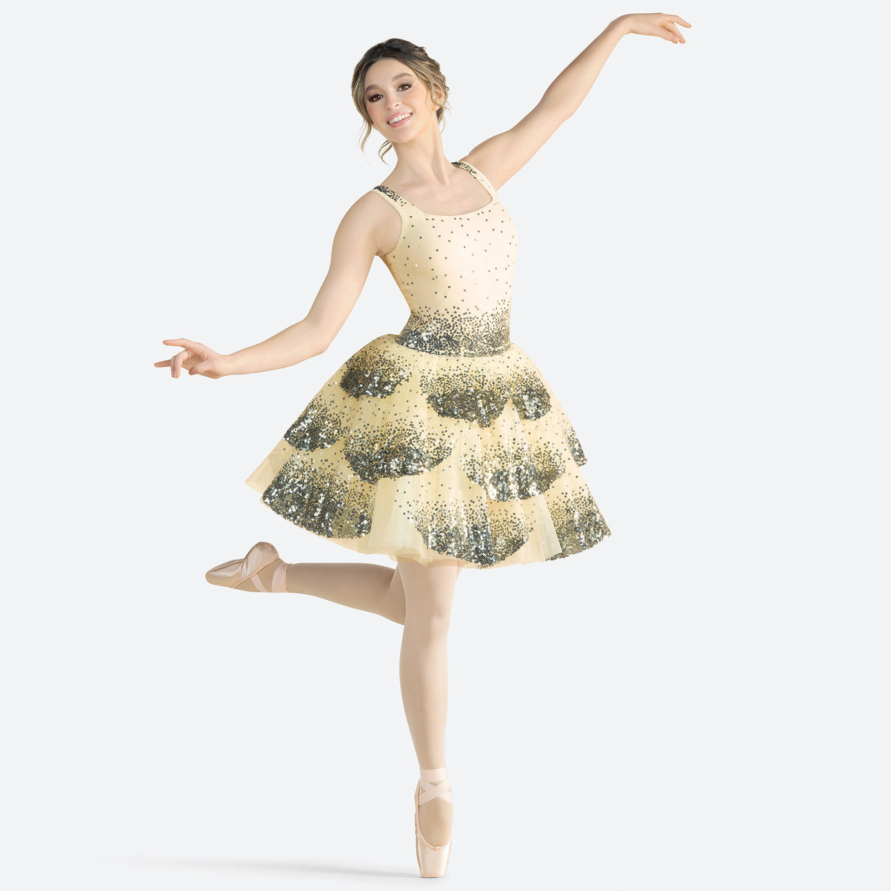 Pre-Owned Costume Small Adult Ivory Revolution RC24554 Ballet Pointe YAGP Sequin Dress