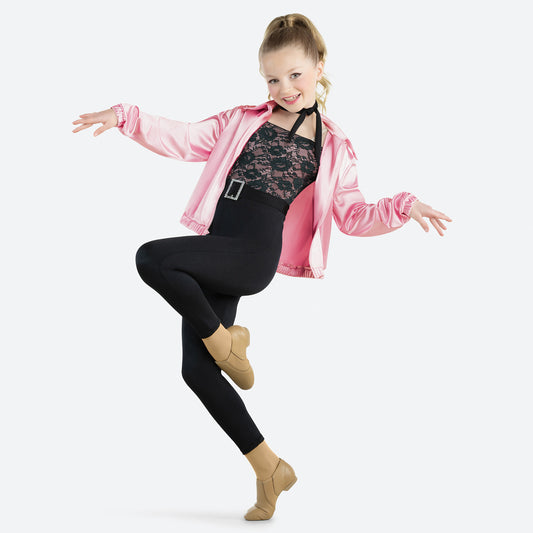 Pre-Owned Costume Medium Adult Pink Revolution RC24600 Jazz Tap Musical Theater Jacket Lace Unitard