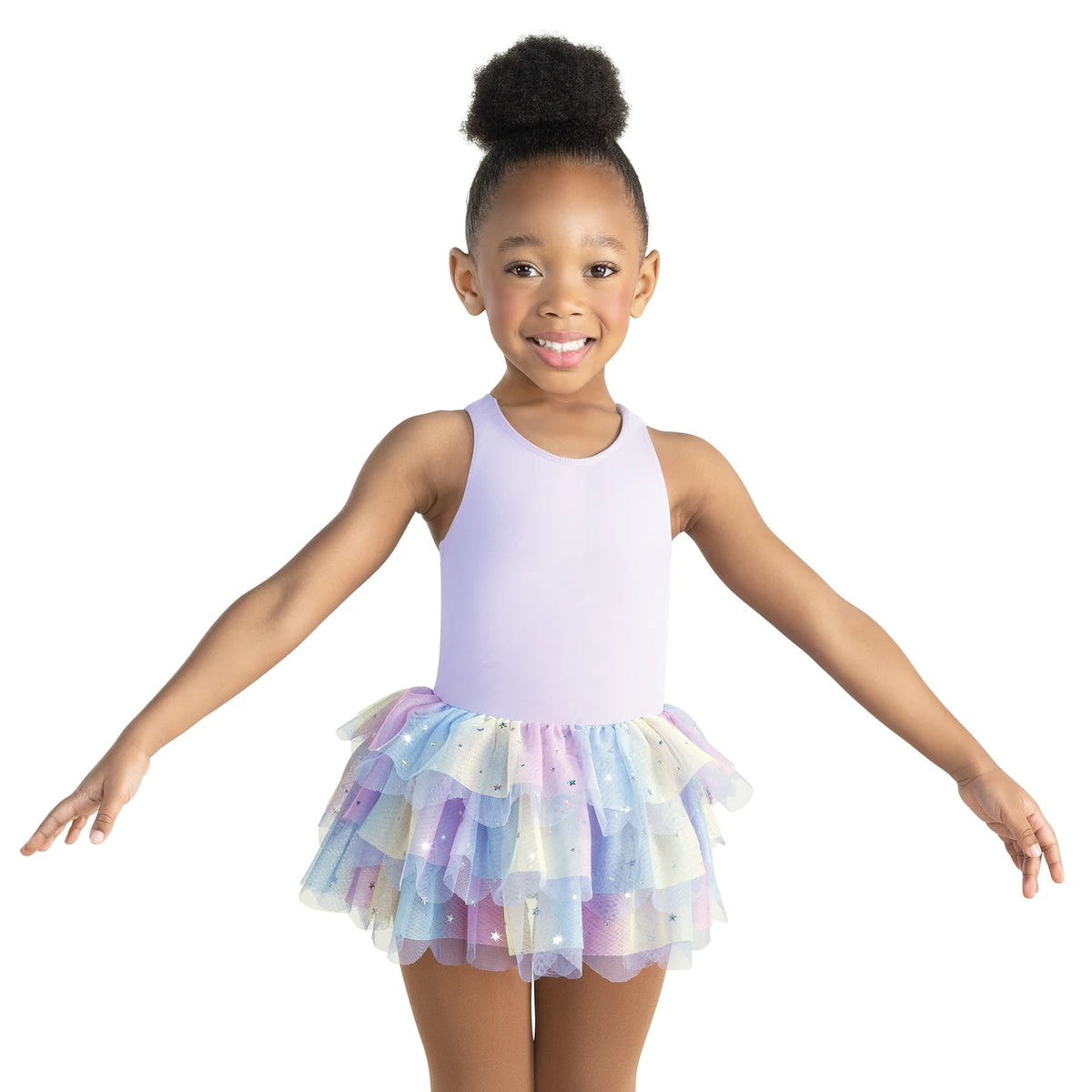 Pre-Owned Leotard Dress Revolution RD20029 Medium Child Lavender Rainbow