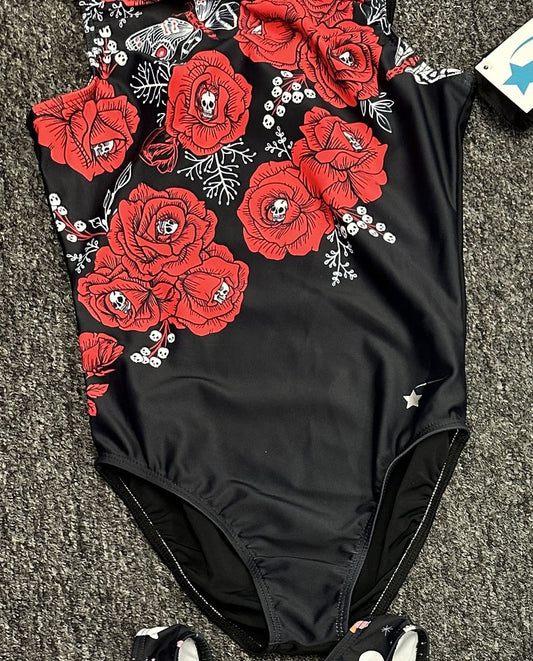 New Gymnastics Leotard Destira Rose Skull Large Child 10-12