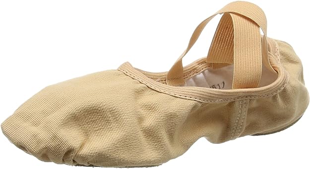 NEW Dance Ballet Shoes SoDanca 1A to 11.5E Sizes Nude Stretch Canvas Pull On Cross Straps Split Sole