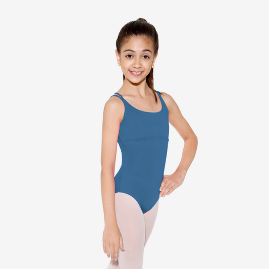 Pre-Owned Leotard Intermediate Child 6x-7 Peacock Blue So Danca SL19 Crossing Back Straps Lycra