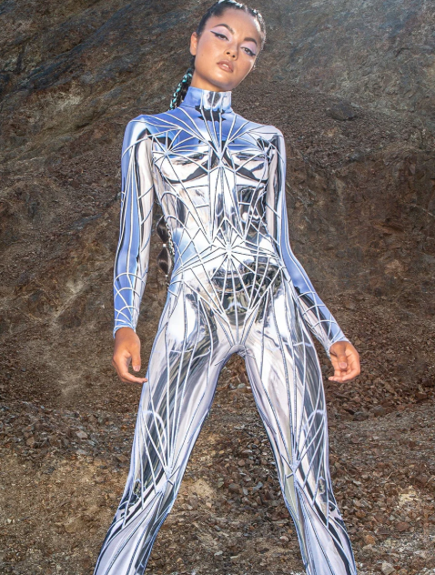 Pre-Owned Costume XS Adult Blue Space Badinka Covered in Rhinestones Full Body Jazz Tap Latin Musical Theater Acro