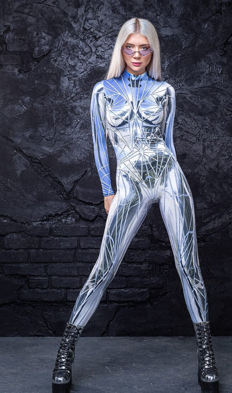 Pre-Owned Costume XS Adult Blue Space Badinka Covered in Rhinestones Full Body Jazz Tap Latin Musical Theater Acro