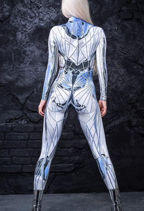 Pre-Owned Costume XS Adult Blue Space Badinka Covered in Rhinestones Full Body Jazz Tap Latin Musical Theater Acro