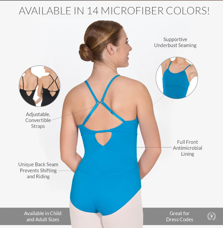 New Leotard Eurotard 44822 Lycra Camisole Adjustable Open Back Adult Many Colors