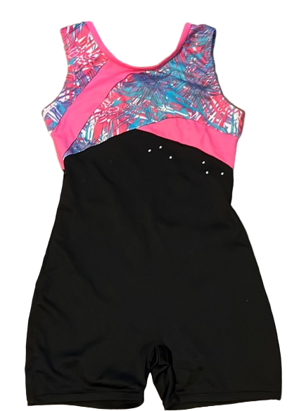 Pre-Owned Biketard Freestyle Medium Child Purple Pink Acro Tumbling