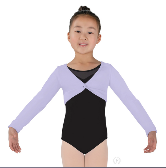 Pre-Owned Top Crop Shrug Long Sleeve Cotton Lavender Medium Child