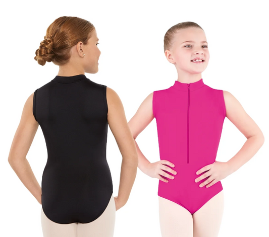 Pre-Owned Leotard Eurotard 44518C Small Adult Black Mock Neck Zip Up Ballet