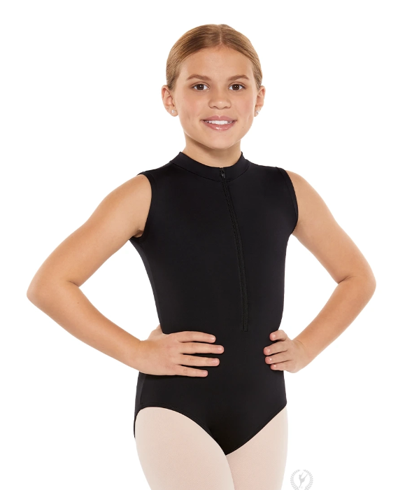 Pre-Owned Leotard Eurotard 44518C Small Adult Black Mock Neck Zip Up Ballet