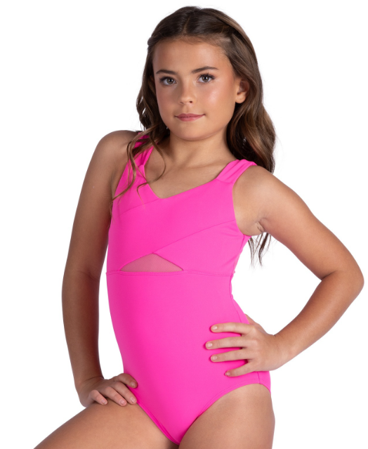 New Leotard Danz N Motion 26100C-Crossover Tank With Mesh inlay