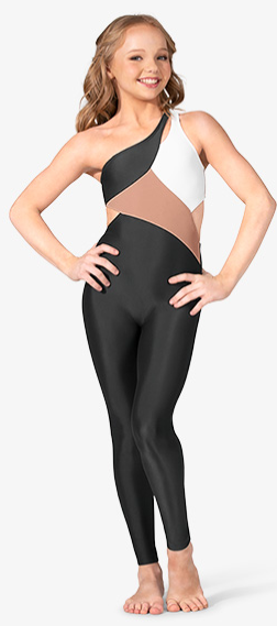 Pre-Owned Unitard Leotard Peek-a-Boo Gray Tan White Jazz Contemporary