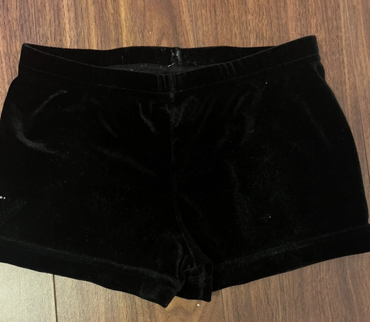 Pre-Owned Gymnastics Shorts Int Child 6x-7 Black Velvet Motionwear Acro Jazz