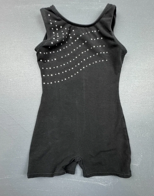 Pre-Owned Biketard Freestyle Large Child Black Sparkle Acro Tumbling