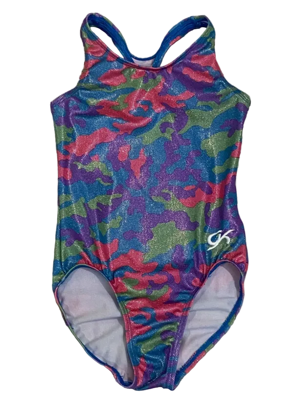 Pre-Owned Gymnastics Leotard GK Elite Large Child Colorful Camo Acro Tumbling
